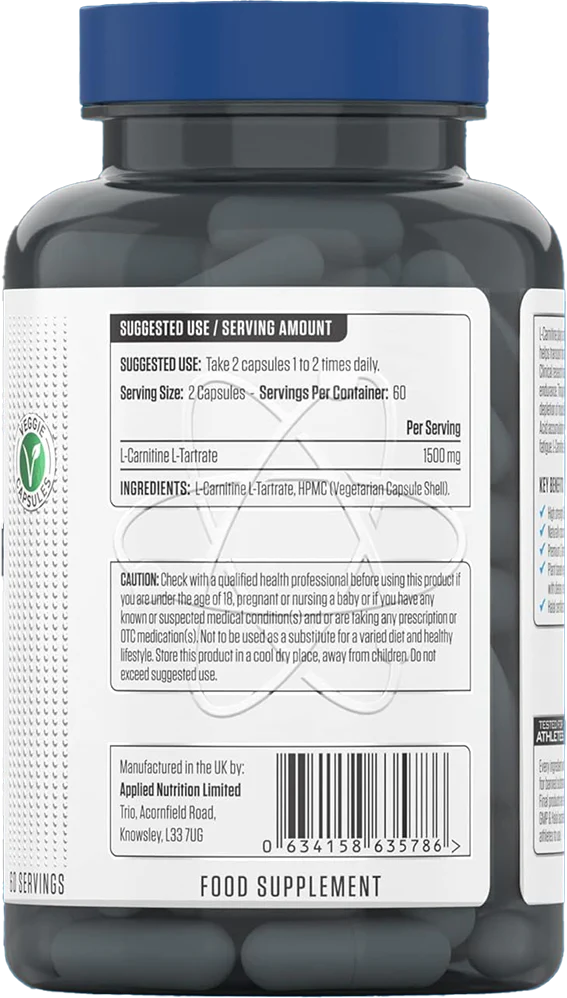 Applied Nutrition L-Carnitine 1500 (120 gélules) - Image 2