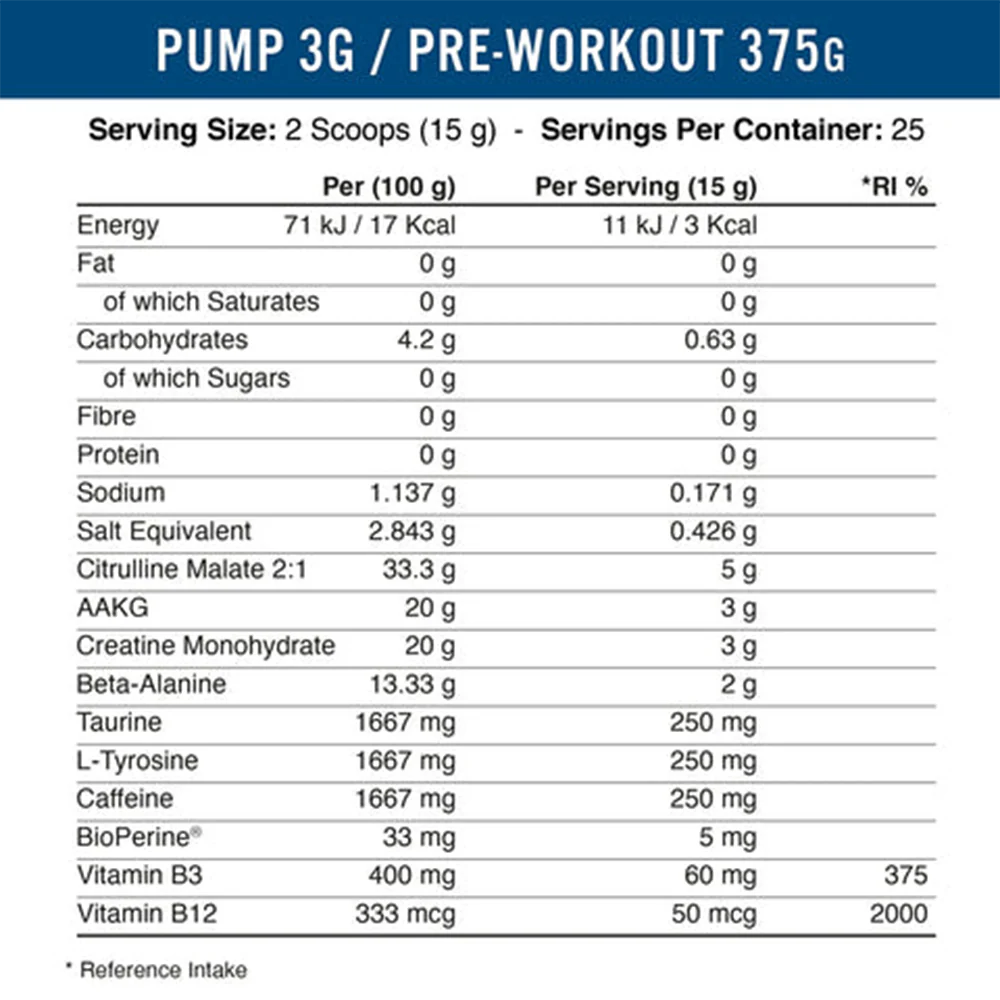 Applied Nutrition Pump 3G Framboise bleue (375 g) - Image 2