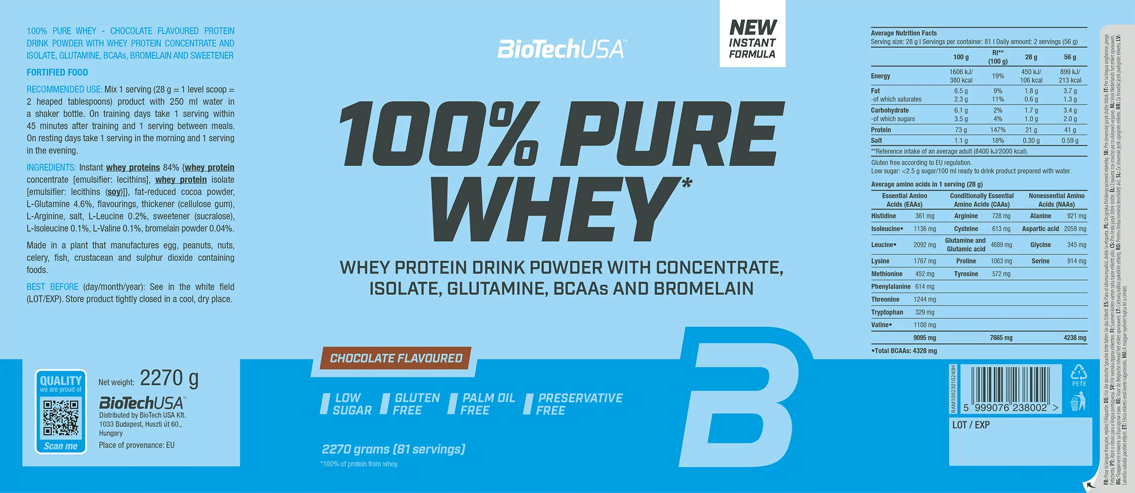 BioTechUSA 100% Pure Whey Chocolat (2270 g) - Image 2