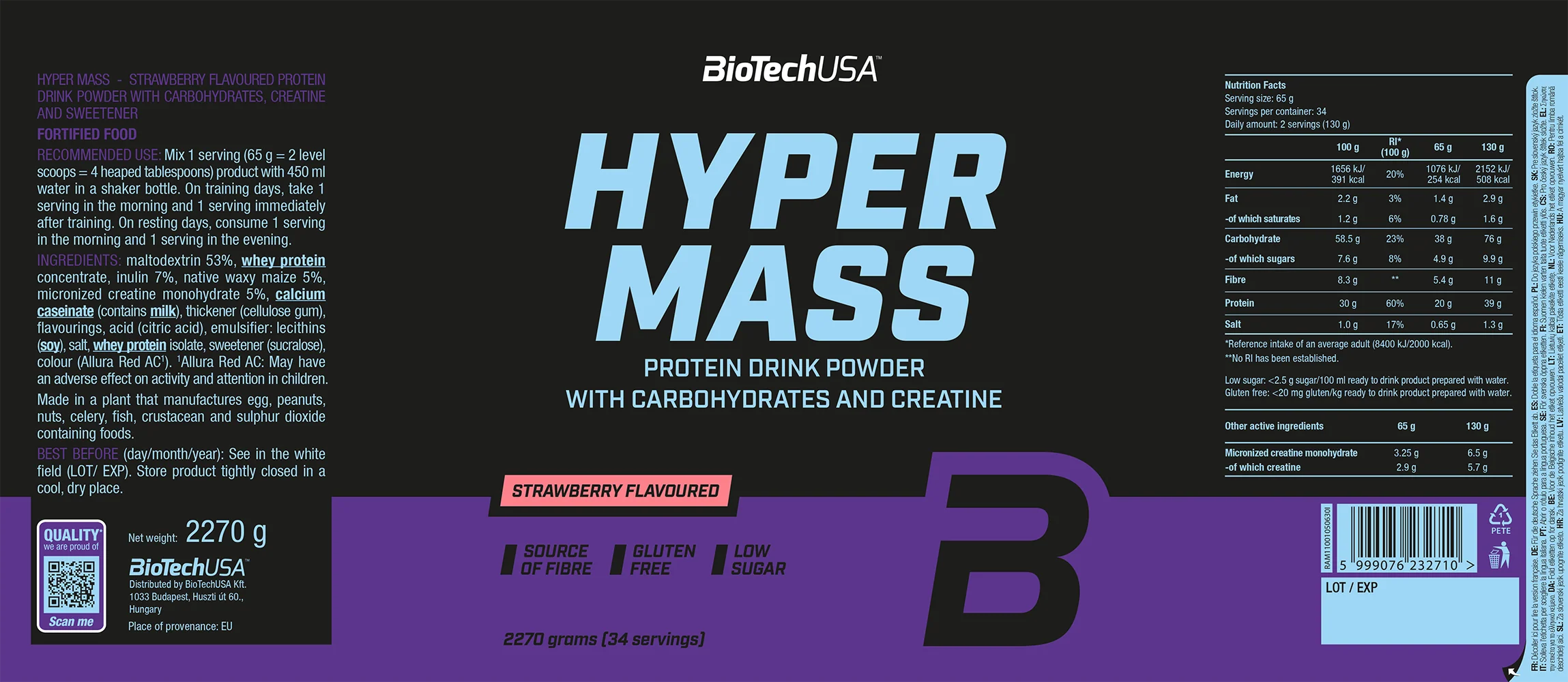 BioTechUSA Hyper Mass Fraise (2270 g) - Image 2