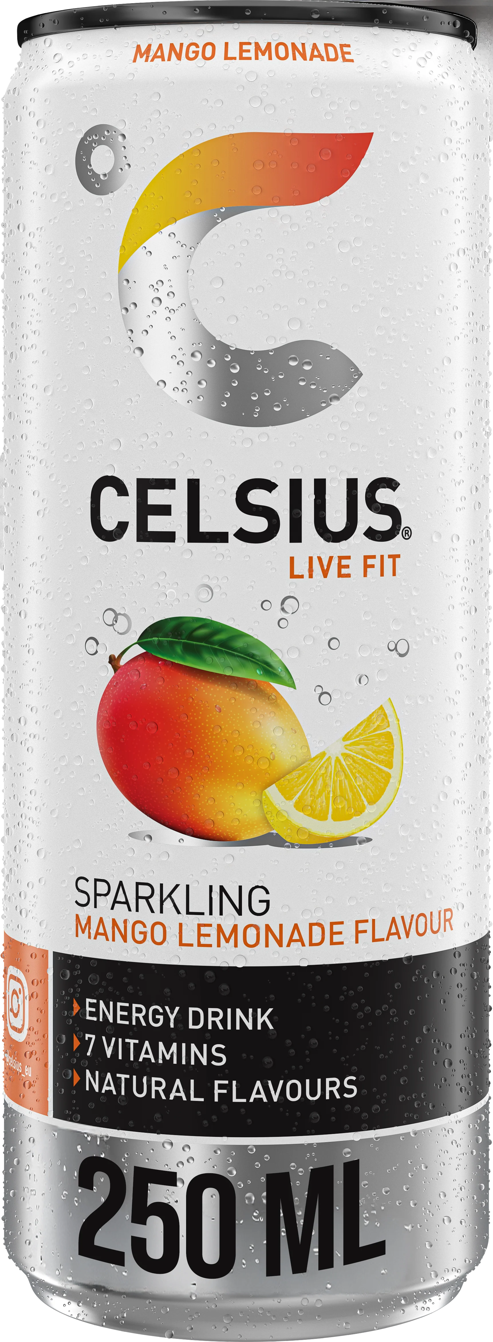 Celsius Sparkling Energy Drink Mango Lemonade (12 x 250 ml) - Image 2