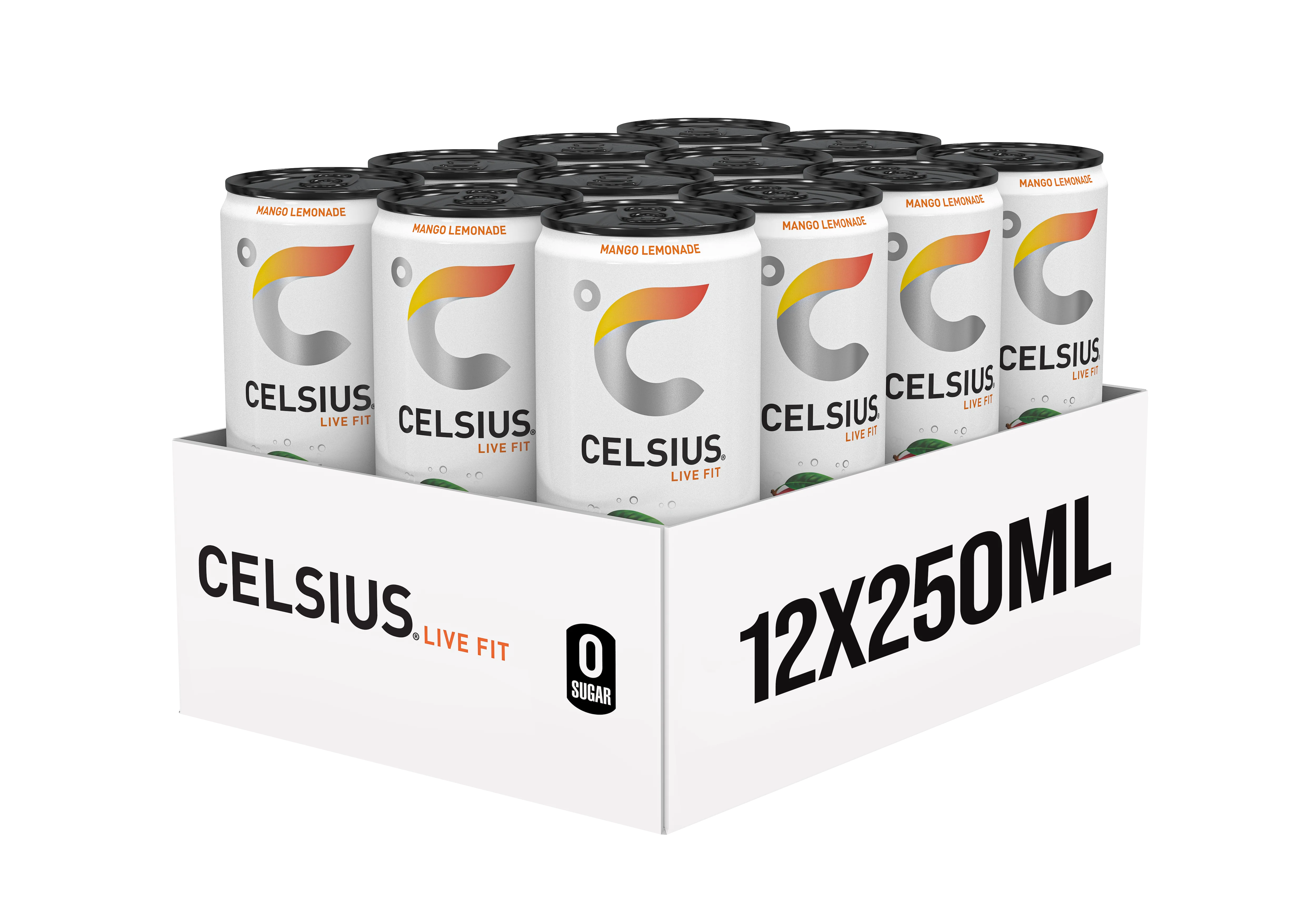 Celsius Sparkling Energy Drink Mango Lemonade (12 x 250 ml) - Image 3