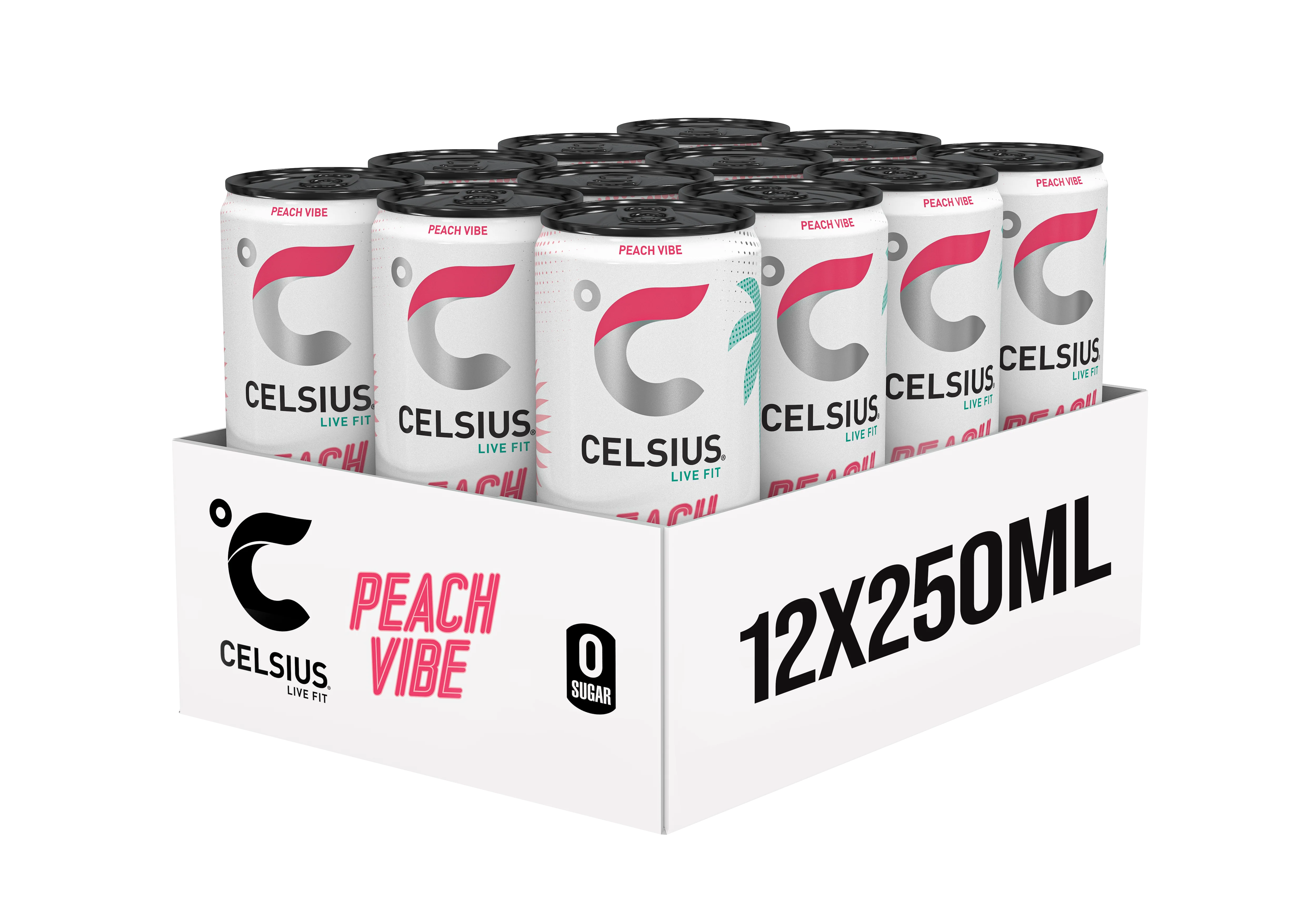 Celsius Sparkling Energy Drink Peach Vibe (12 x 250 ml) - Image 3