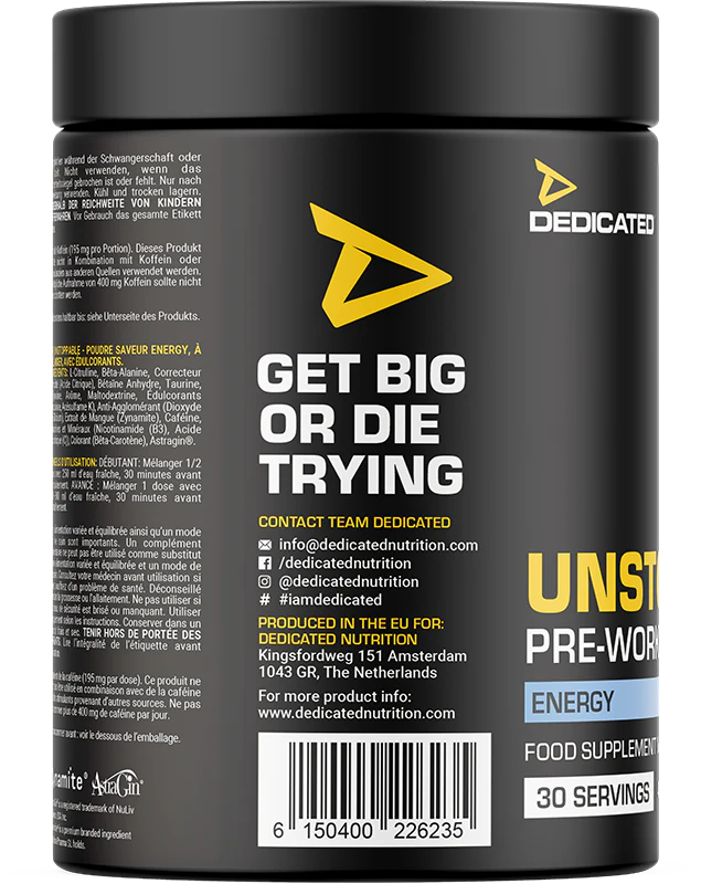 Dedicated Nutrition Unstoppable Pre-workout - 420 g - Energy - Image 2