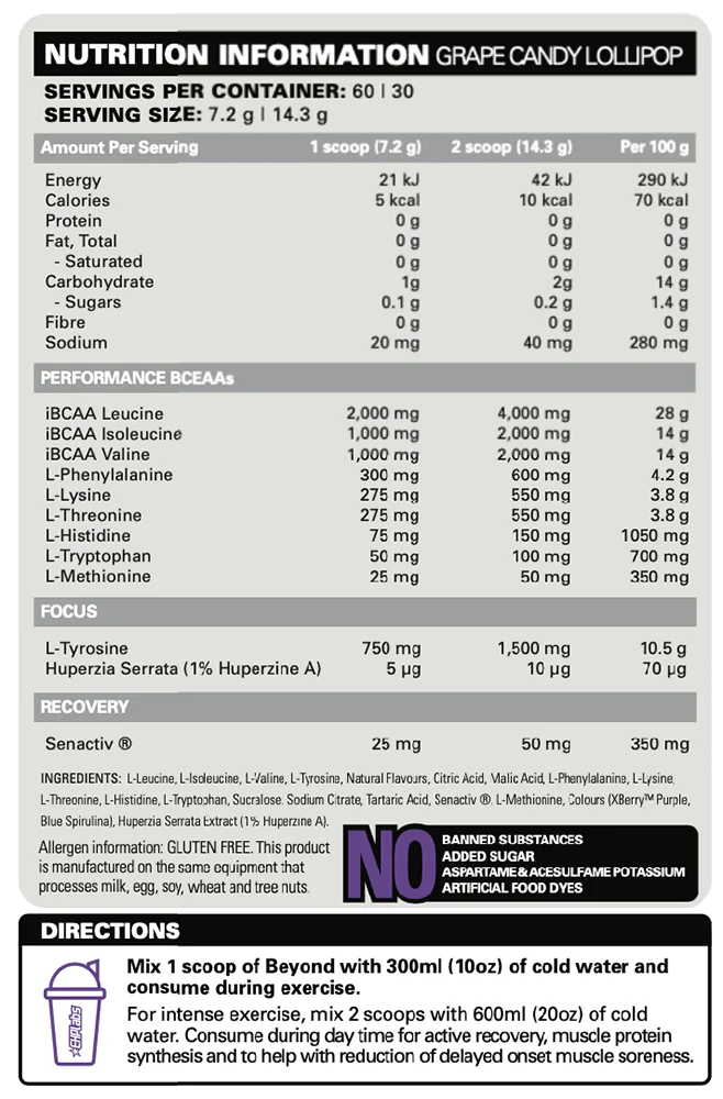 EHP Labs Beyond BCAA+EAA Intra-Workout Grape Lollipop (60 doses) - Image 2