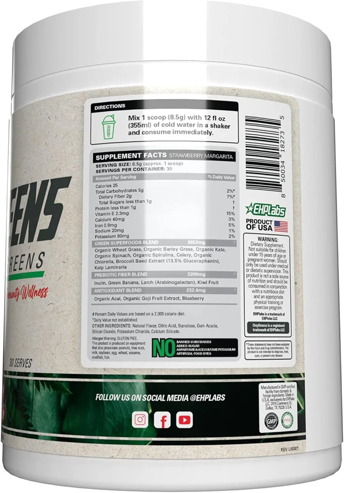 EHP Labs OxyGreens Strawberry Margarita (30 doses) - Image 2
