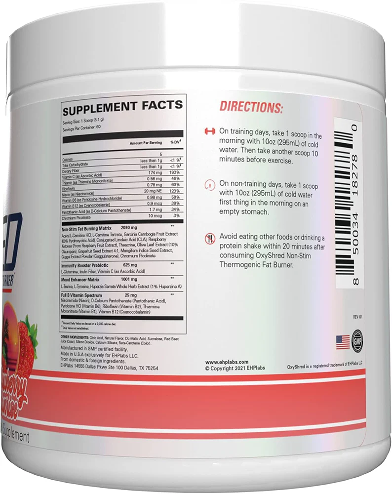 EHP Labs OxyShred Non-Stim Strawberry Sunrise (60 doses) - Image 2