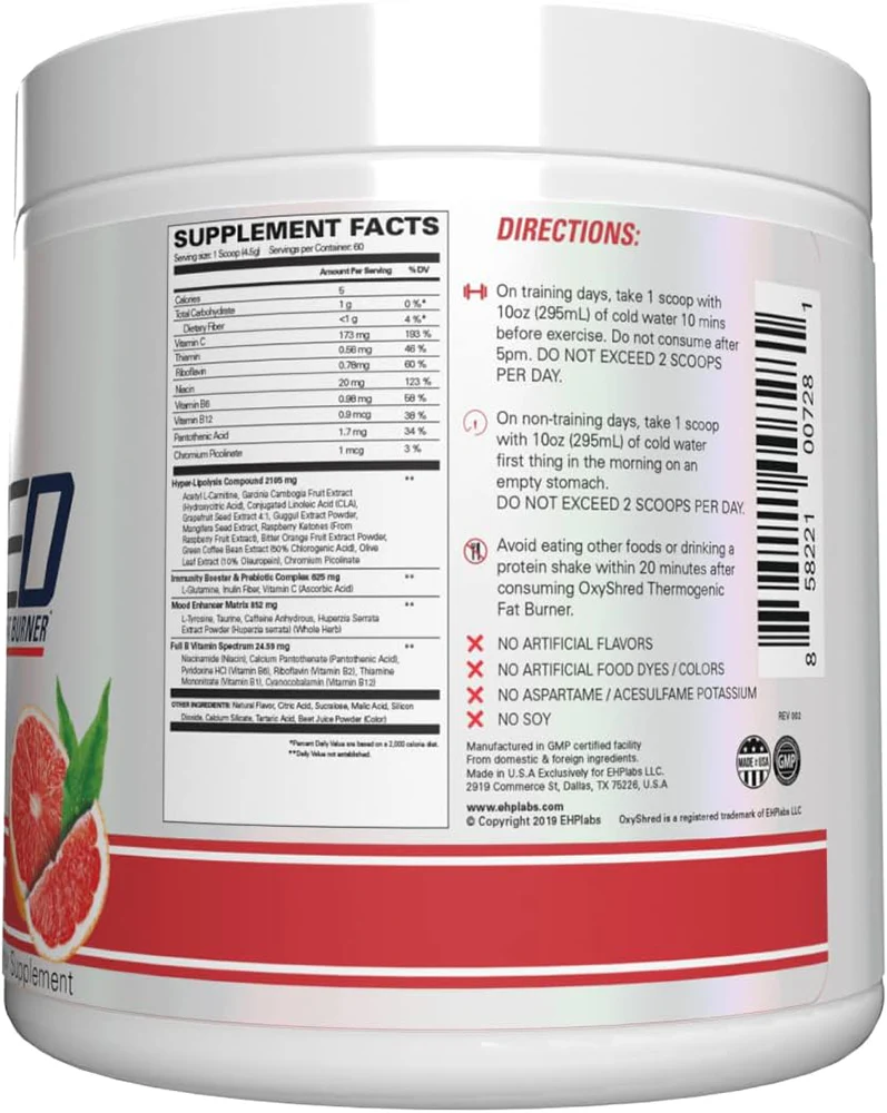 EHP Labs OxyShred Pink Grapefruit (60 doses) - Image 2