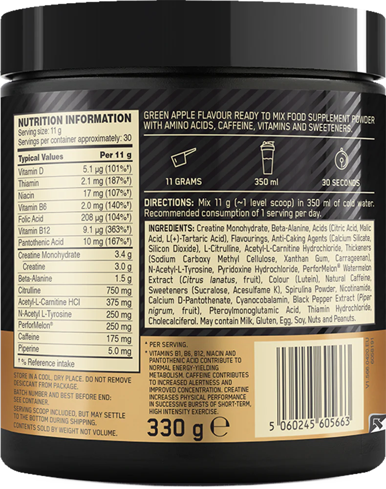 Gold Standard Pre-Workout Pomme verte (330 g) - Image 2