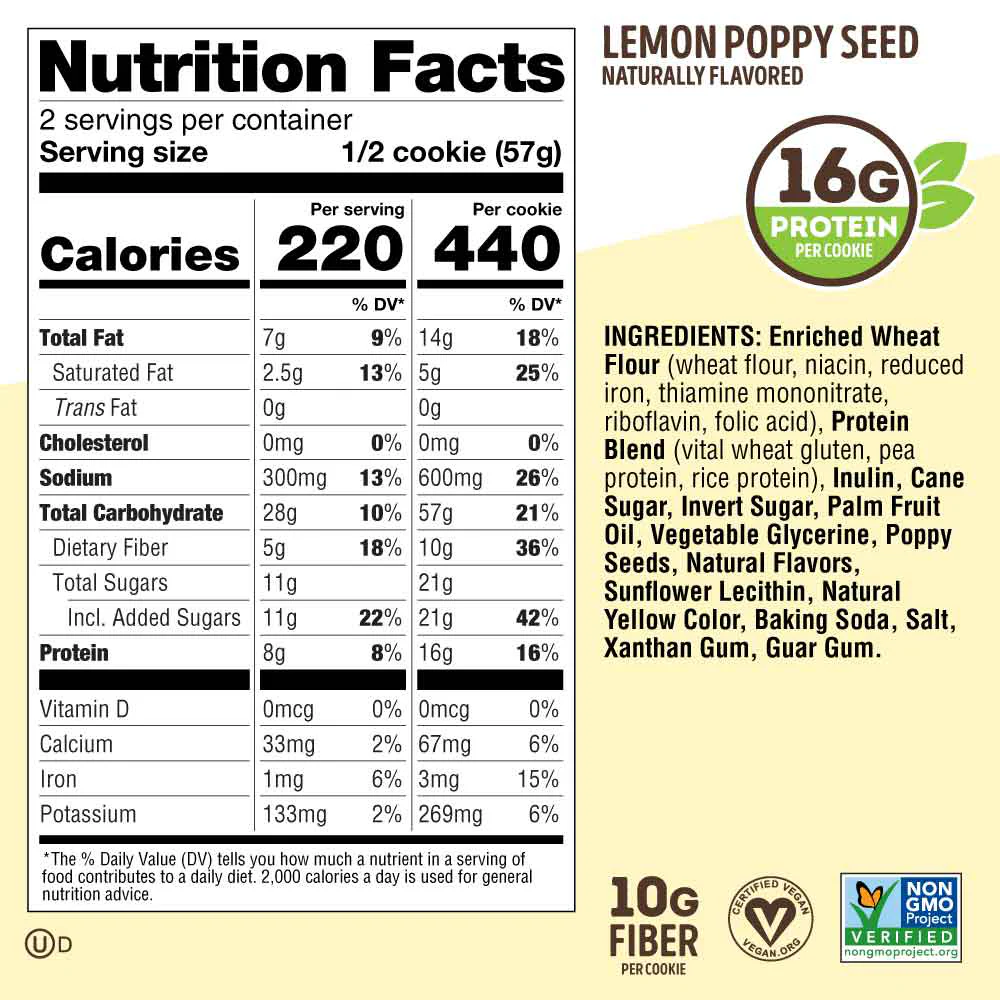 Lenny & Larry Complete Cookie Lemon Poppy Seed (12 x 113 g) - Image 3