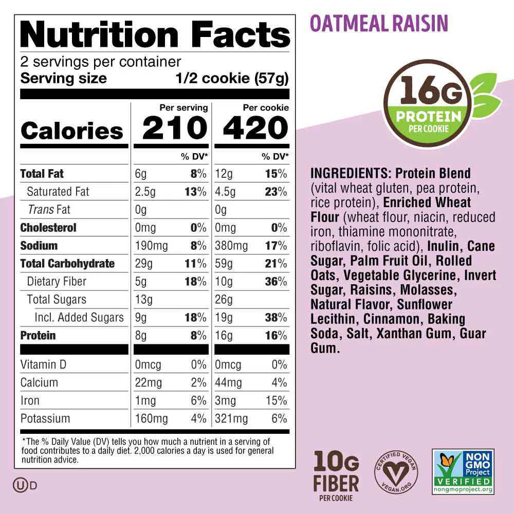 Lenny & Larry Complete Cookie Oatmeal Raisin (12 x 113 g) - Image 3