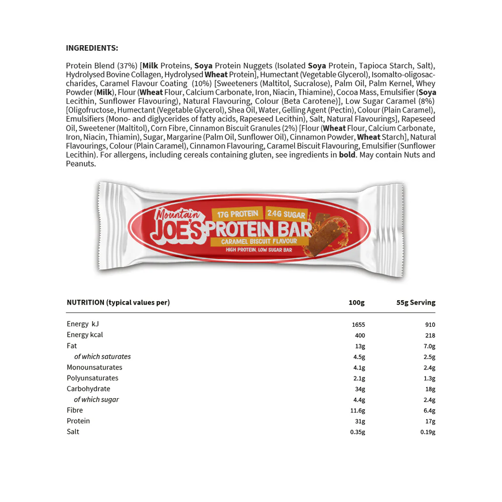 Mountain Joe's Protein Bar Caramel Biscuit (12 x 55 g) - Image 3