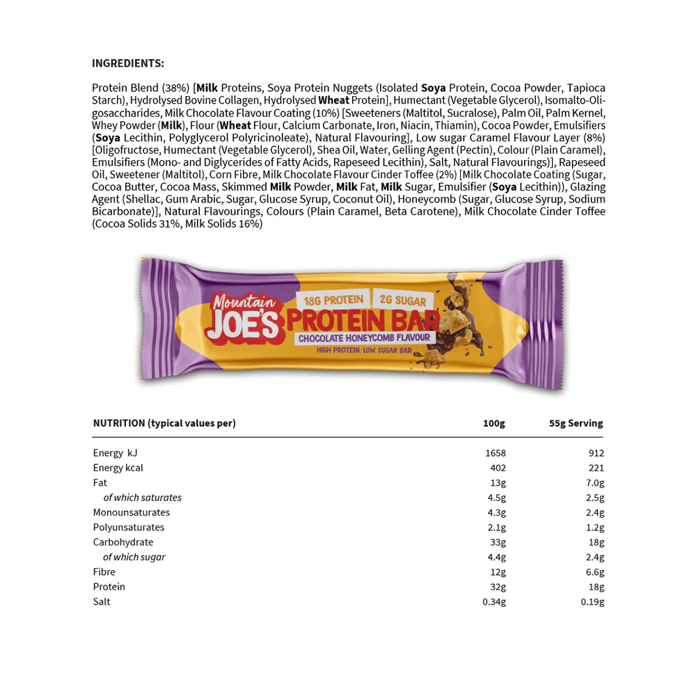 Mountain Joe's Protein Bar Chocolate Honeycomb (12 x 55 g) - Image 3