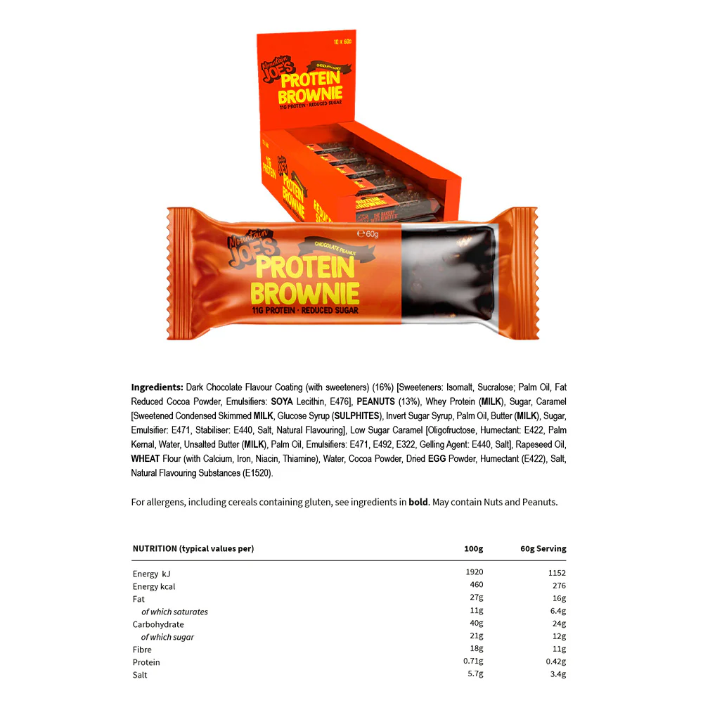 Mountain Joe's Protein Brownie - Chocolat Cacahuète - (10 x 60 g) - Image 3