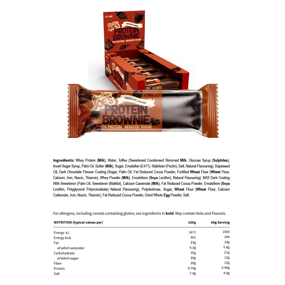 Mountain Joe's Protein Brownie Chocolat Caramel (10 x 60 g) - Image 3