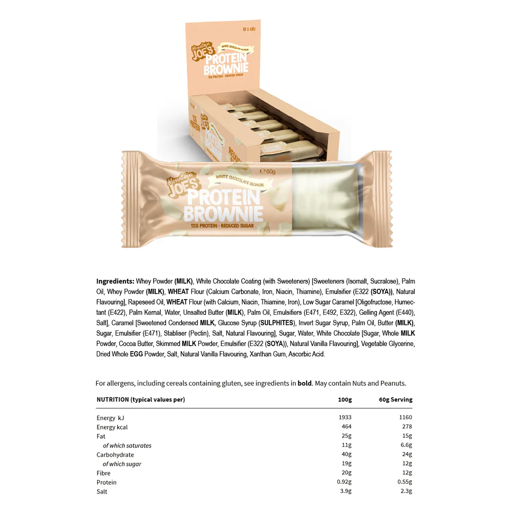 Mountain Joe's Protein Brownie White Chocolate Blondie (10 x 60 g) - Image 3