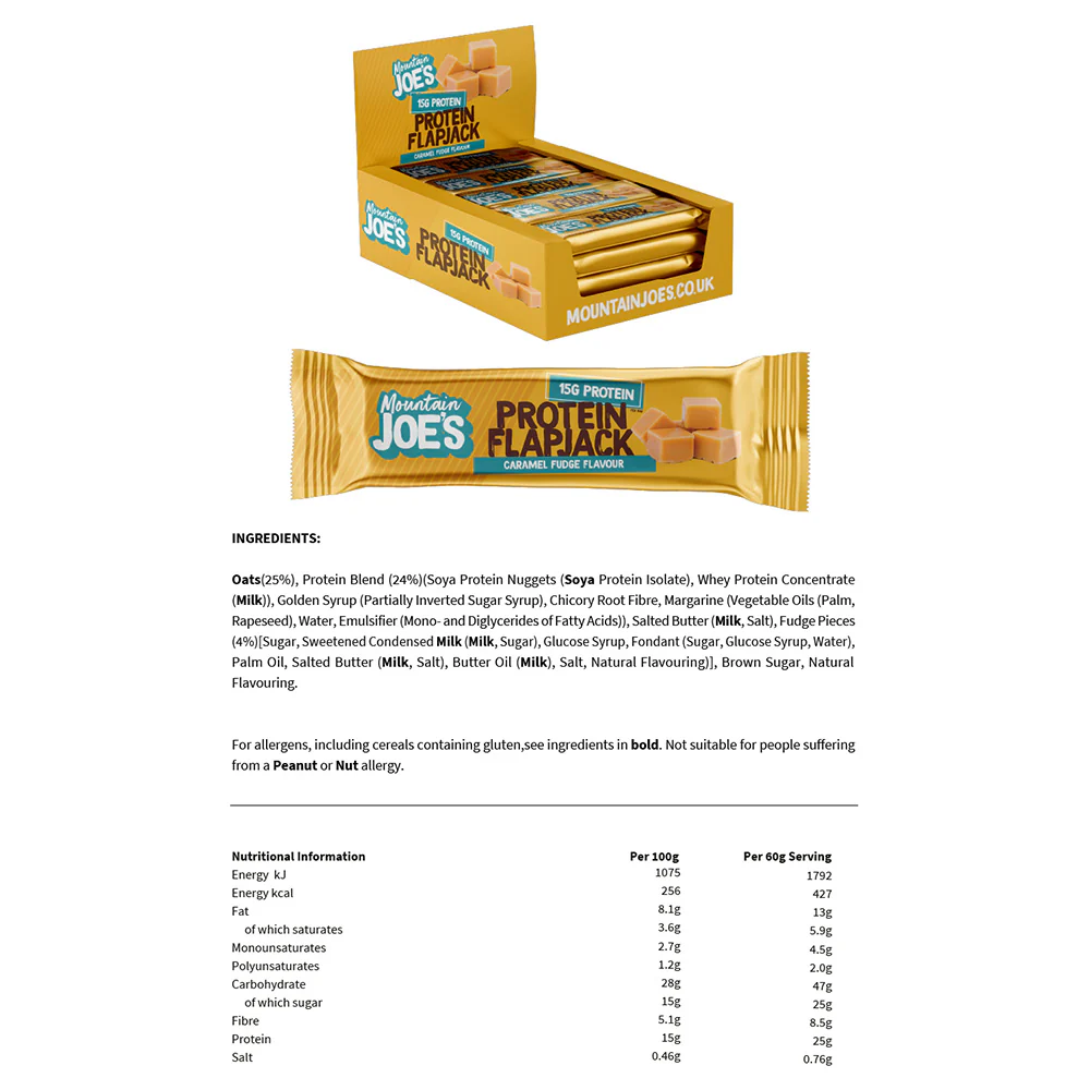 Mountain Joe's Protein Flapjacks Caramel Fudge (16 x 60 g) - Image 3