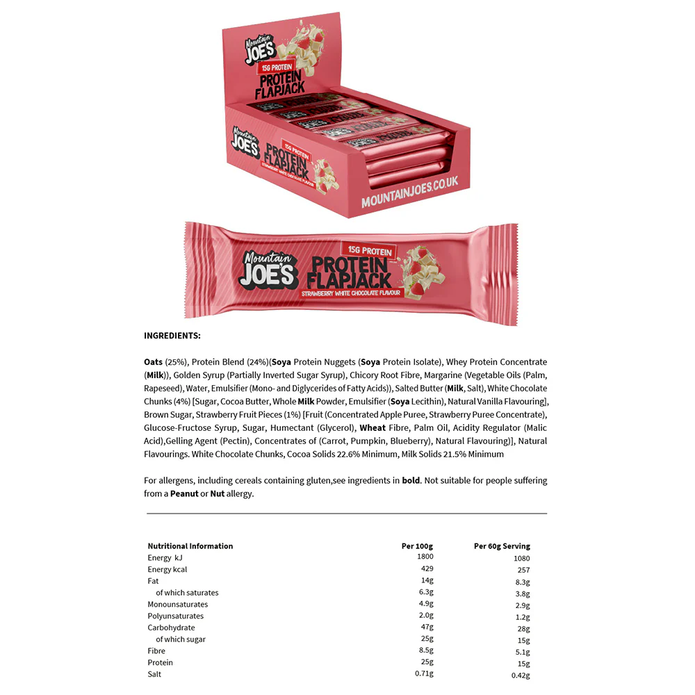 Mountain Joe's Protein Flapjacks Fraise & Chocolat blanc (16 x 60 g) - Image 3