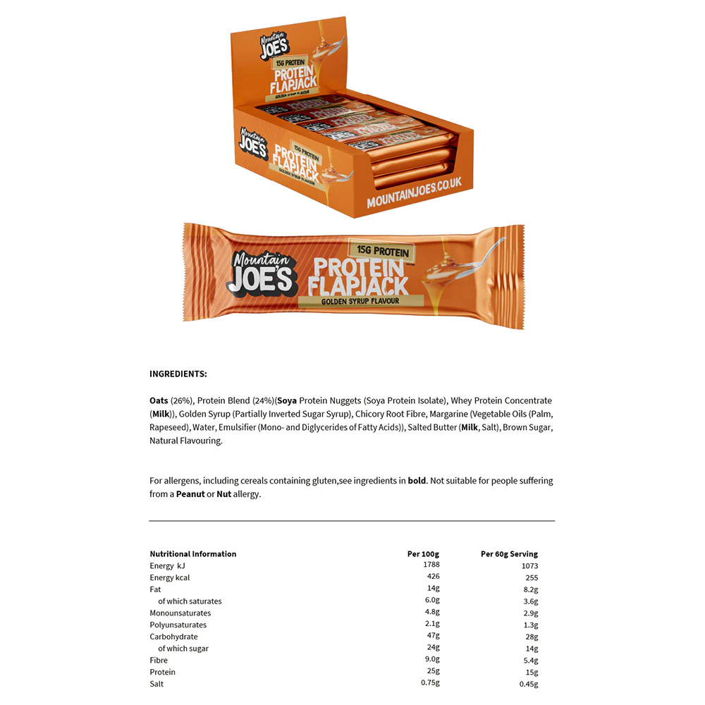 Mountain Joe's Protein Flapjacks Golden Syrup (16 x 60 g) - Image 3