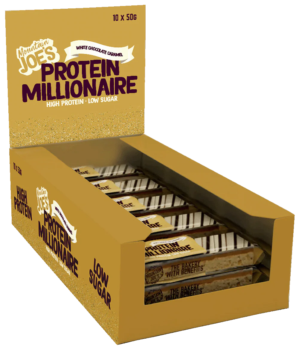 Mountain Joe's Protein Millionaire Chocolat blanc Caramel (10 x 50 g)