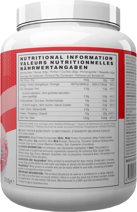Naughty Boy Advanced Whey Milkshake à la fraise (2010 g) - Image 2