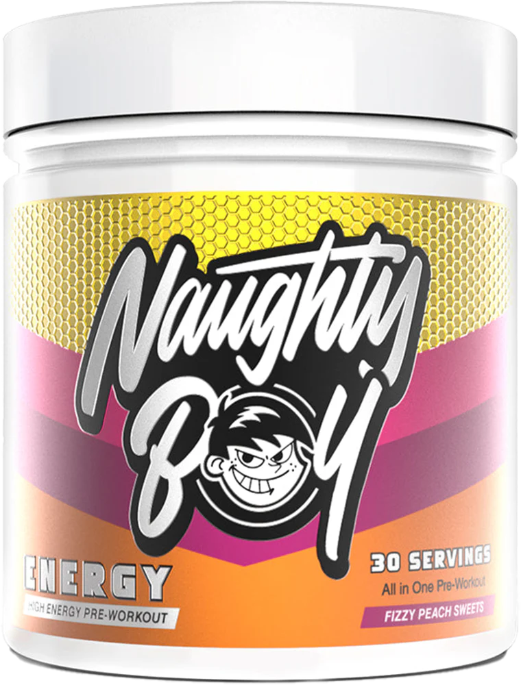 Naughty Boy Energy Pre-Workout Fizzy Peach Sweets (390 g)