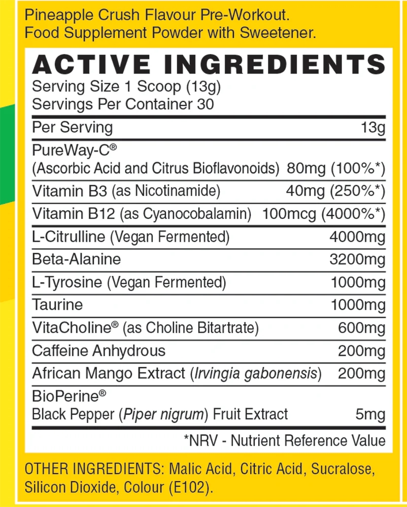 Naughty Boy Energy Pre-Workout Pineapple Crush (390 g) - Image 2