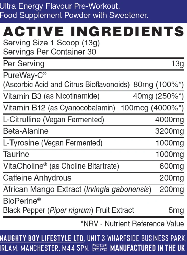 Naughty Boy Energy Pre-Workout Tropical Punch (390 g) - Image 2