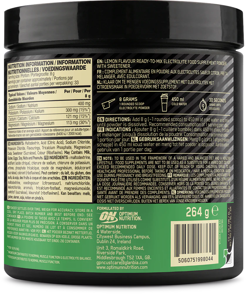 Optimum Nutrition Electrolyte Powder Citron (264 g) - Image 2