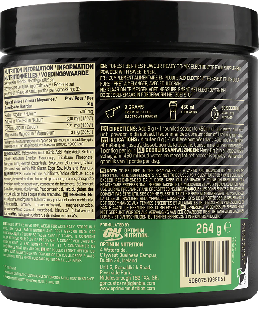 Optimum Nutrition Electrolyte Powder Fruits des bois (264 g) - Image 2