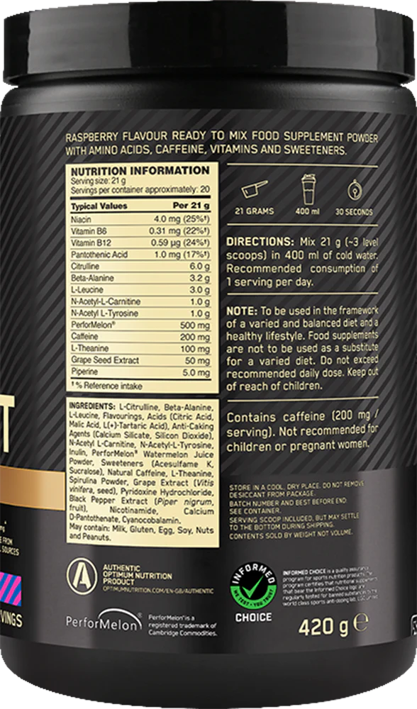 Optimum Nutrition Gold Standard Pre-workout Advanced Framboise bleue (420 g) - Image 2