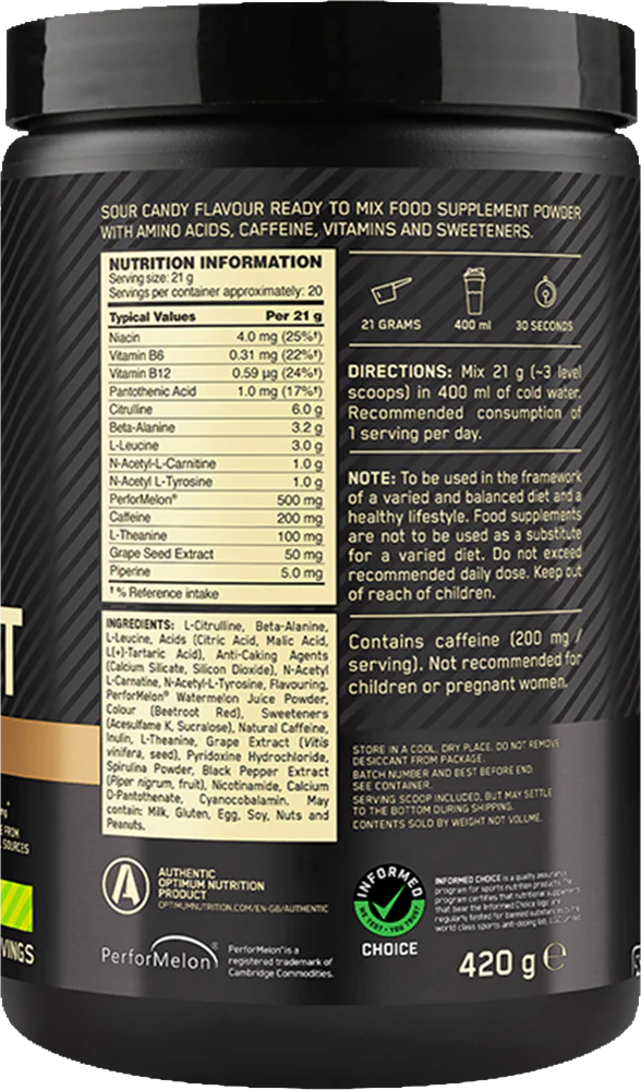 Optimum Nutrition Gold Standard Pre-workout Advanced Sour Gummy (420 g) - Image 2