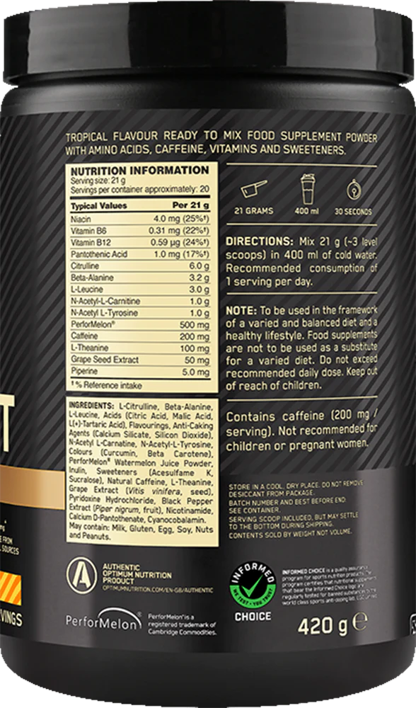 Optimum Nutrition Gold Standard Pre-workout Advanced Tropical (420 g) - Image 2
