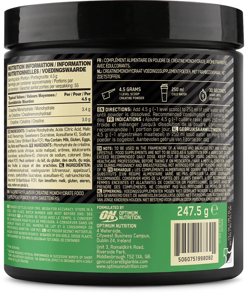 Optimum Nutrition Micronised Creatine Powder Framboise bleue (247,5 g) - Image 2