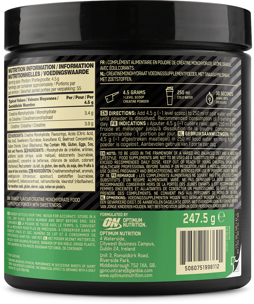 Optimum Nutrition Micronised Creatine Powder Orange (247,5 g) - Image 2