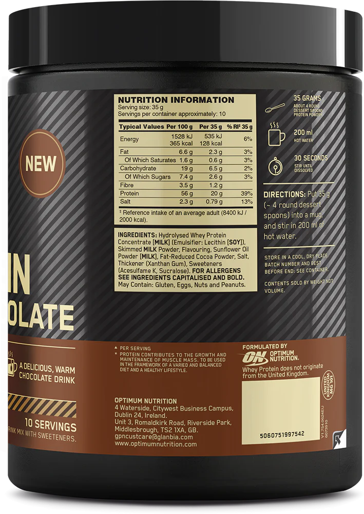 Optimum Nutrition Protein Hot Chocolate Chocolat (350 g) - Image 2