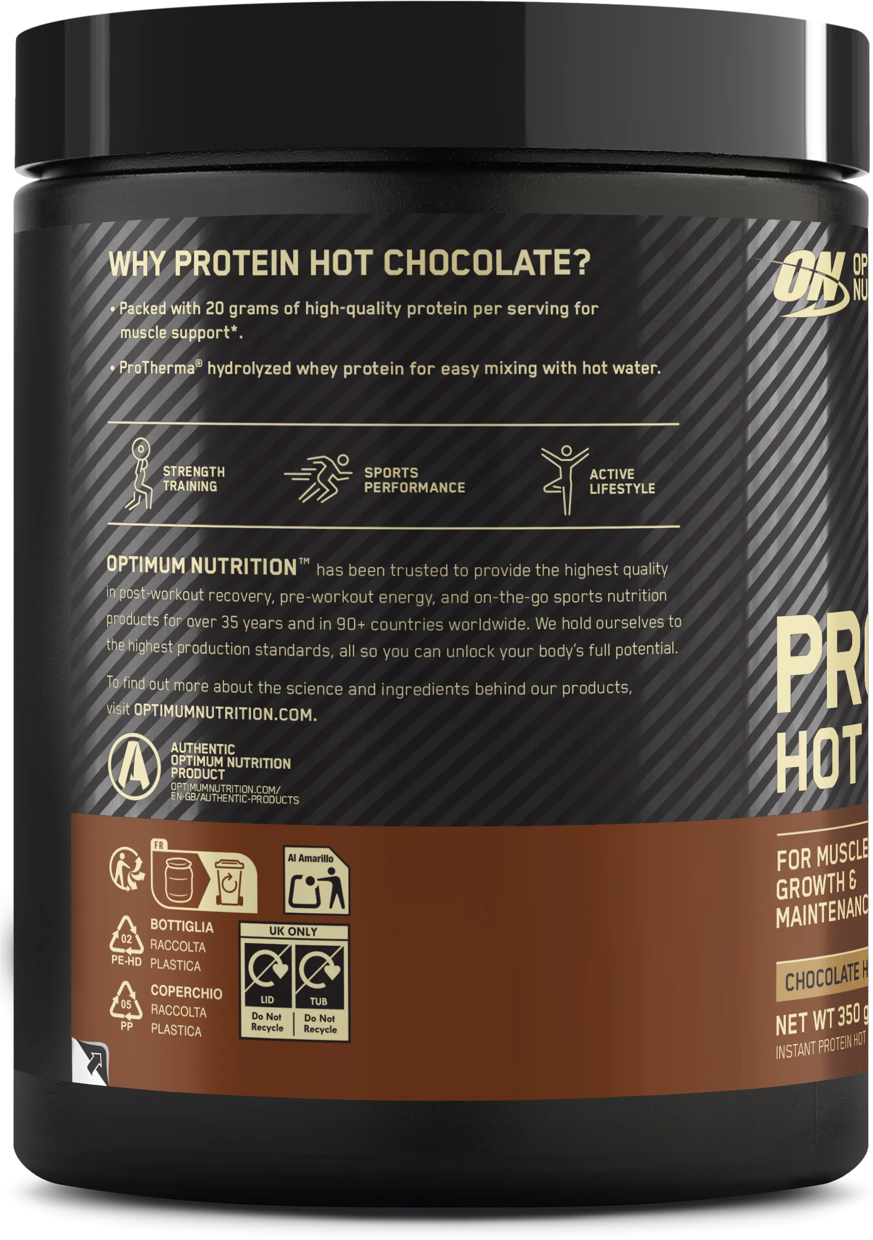 Optimum Nutrition Protein Hot Chocolate Chocolate Hazelnut (350 g) - Image 3