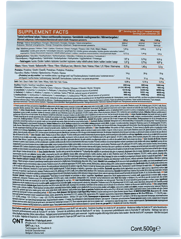 QNT Light Digest Whey Protein Chocolat Noisette (500 g) - Image 2