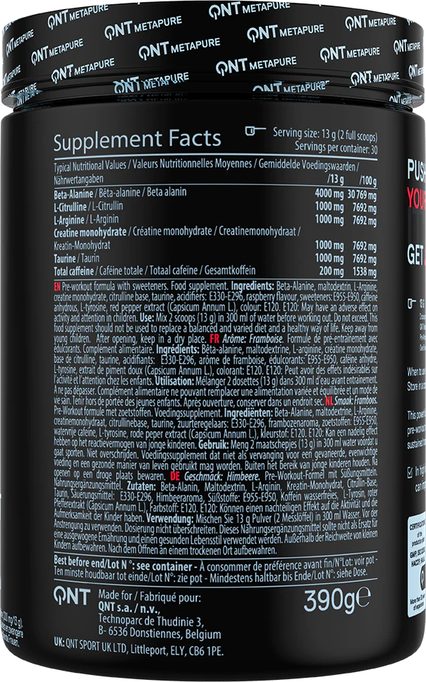 QNT Overdrive Pre-Workout Raspberry Killer (390 g) - Image 2