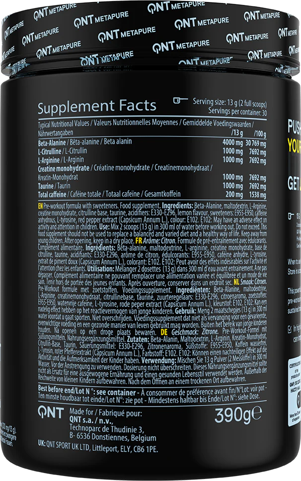 QNT Overdrive Pre-Workout Sweet Lemonade (390 g) - Image 2