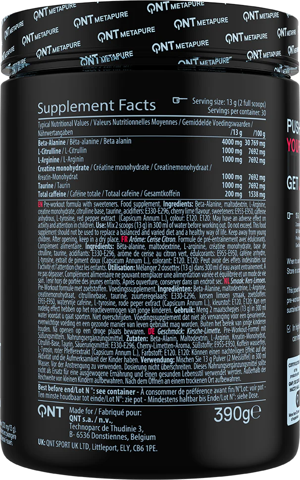 QNT Overdrive Pre-Workout Wild Cherry Lime (390 g) - Image 2