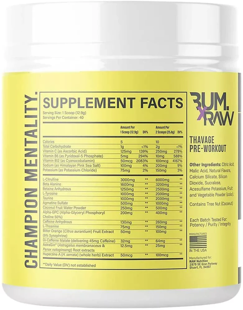 RAW CBUM Thavage Pre-workout Limonade à la mûre (520 g) - Image 2
