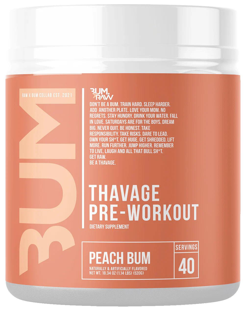 RAW CBUM Thavage Pre-workout Peach Bum (520 g)