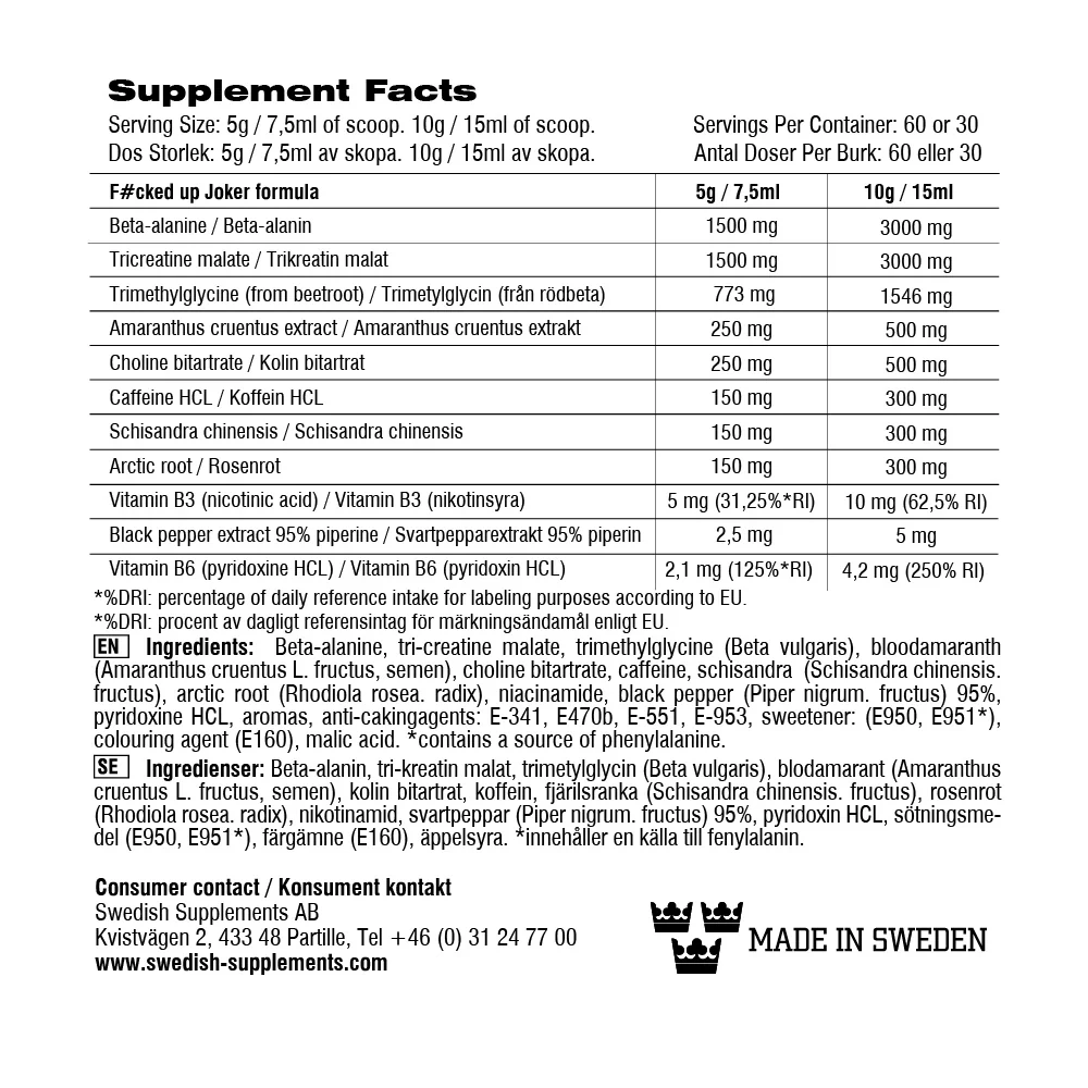 Swedish Supplements Fucked Up Joker Fraise (300 g) - Image 2