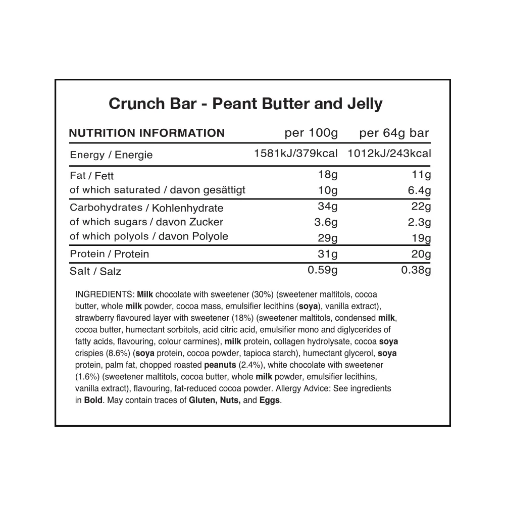 Warrior Crunch Bar Peanut Butter Jelly (12 x 64 g) - Image 2