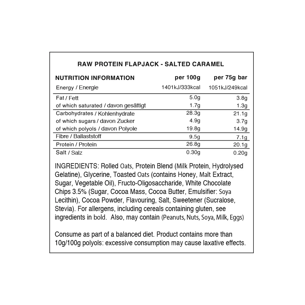 Warrior Raw Protein Flapjack Caramel salé (12 x 75 g) - Image 2
