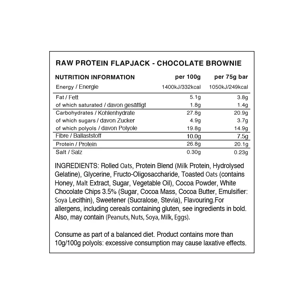 Warrior Raw Protein Flapjack Choco Brownie (12 x 75 g) - Image 2
